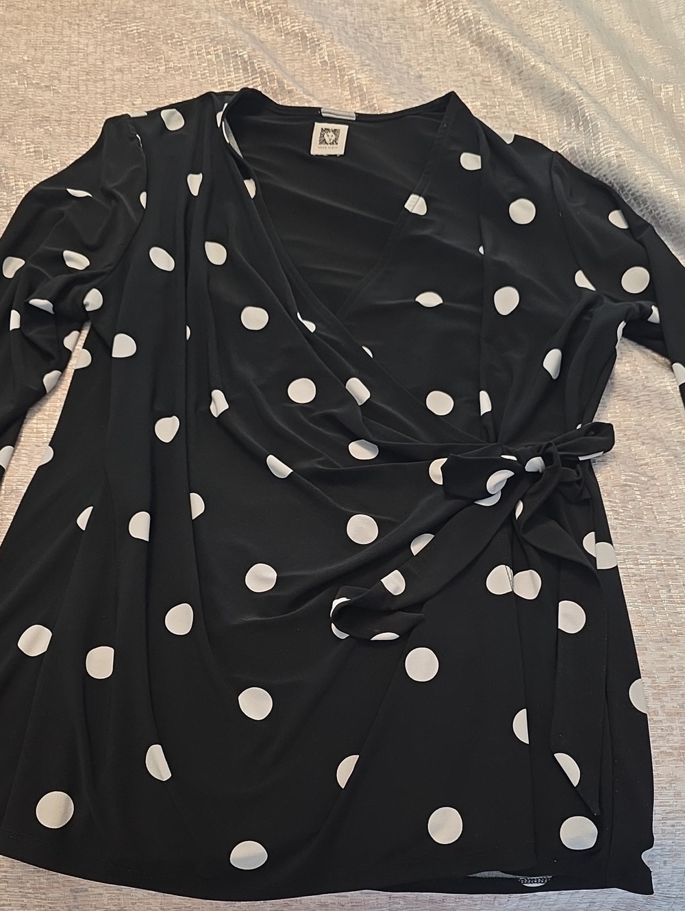 Anne Klein Black Wrap Top